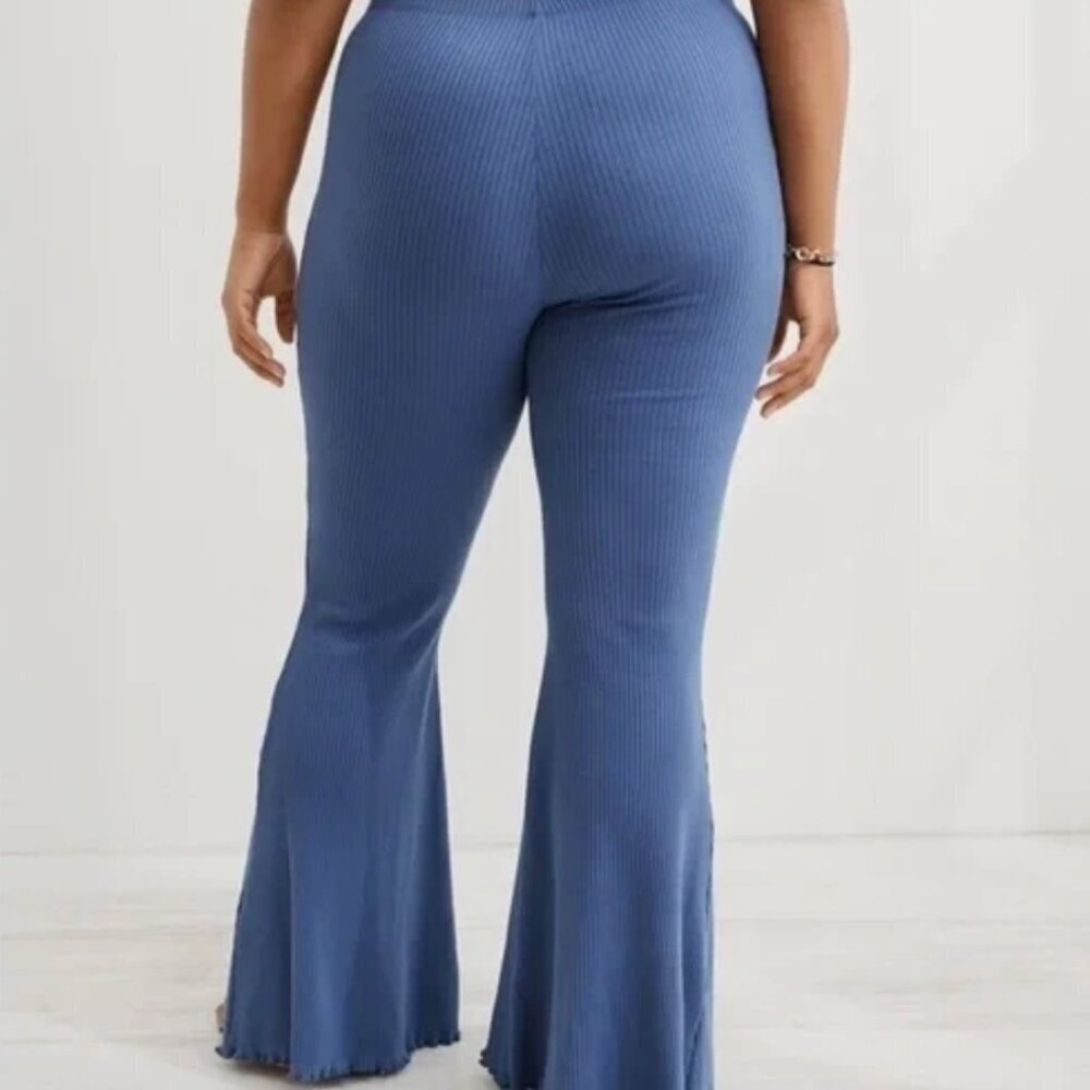 Aerie Kick It Ribbed High-Waisted Flare Pants